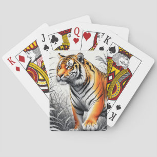 Jeu De Cartes Tiger Art Color Partiel noir blanc dessin