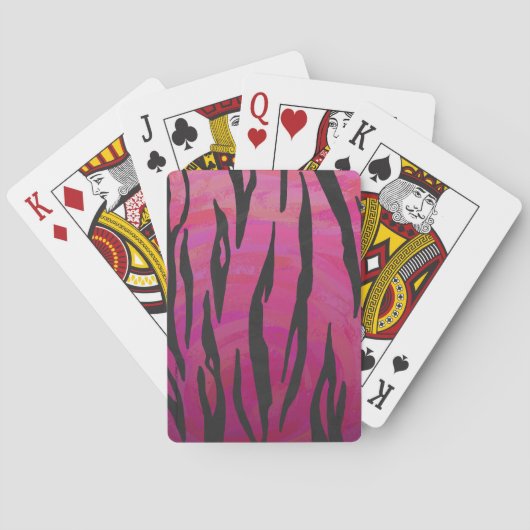 Jeu De Cartes Tiger rose chaud et noir (dos)