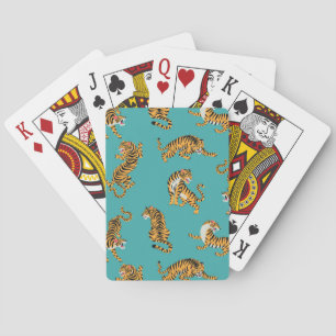 Jeu De Cartes Tiger sur Motif Turquoise