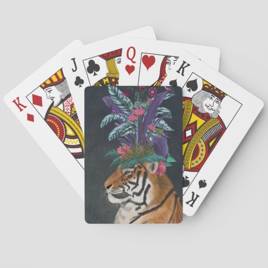 Jeu De Cartes Tigre avec tête tropicale (dos)