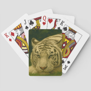 Jeu De Cartes Tigre blanc reposant dans l'ombre des bois