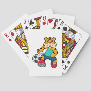Jeu De Cartes Tigre en joueur de football avec balle de football