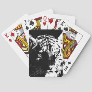 Jeu De Cartes Tigre noir et blanc Pop Art