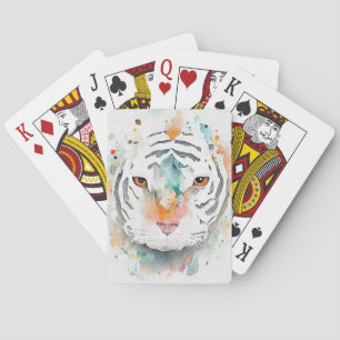 Jeu De Cartes Tigre Wild Animal Nature Aquarelle Art Peinture
