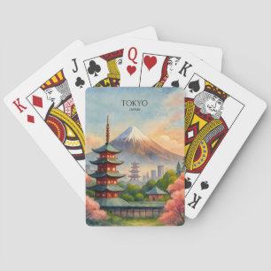 Jeu De Cartes Tokyo Japon Paysage Urbain Aquarelle Souvenir
