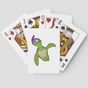 Jeu De Cartes Tortue à la natation avec tuba