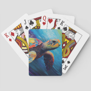 Jeu De Cartes Tortue de mer à l'aquarelle