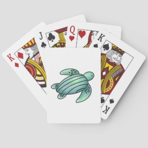 Jeu De Cartes tortue de mer peinte à l'aquarelle dessin animé bl