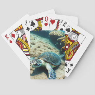 Jeu De Cartes Tortue de mer sur le fond de l'océan