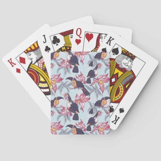 Jeu De Cartes Toucans À Fleurs Exotiques (dos)