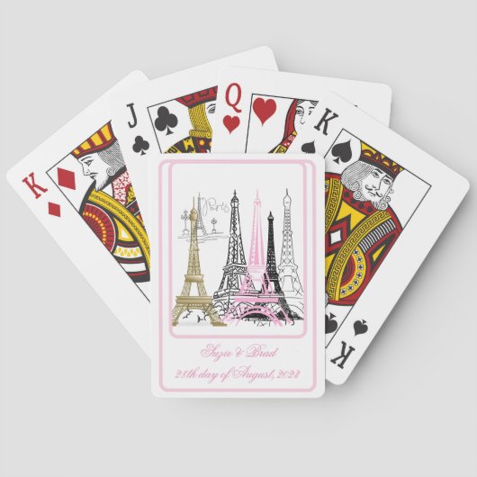 Jeu De Cartes Tour Eiffel Paris Décor rose (dos)