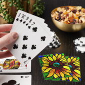 Jeu De Cartes Tournesol de pays en verre teint rustique (In Situ)