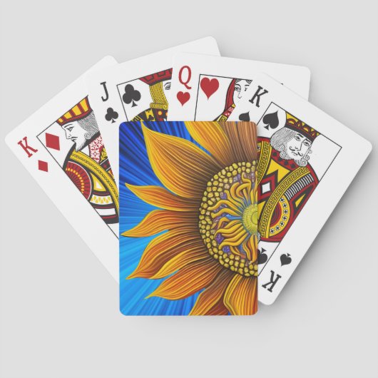 Jeu De Cartes Tournesol rustique sur bleu (dos)