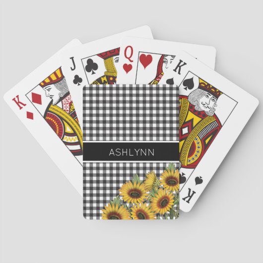 Jeu De Cartes Tournesols à En vichy blanc noir (dos)