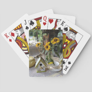 Jeu De Cartes Tournesols et maison d'oiseau rustiques d'automne 
