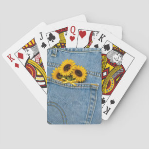 Jeu De Cartes Tournesols jaunes dans une poche de jeans bleus