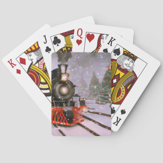 Jeu De Cartes Train de Noël/d'hiver dans la neige (dos)