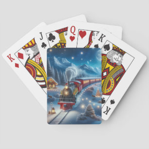 Jeu De Cartes Train de Noël Magique sous la Neige Scène d'Hiver