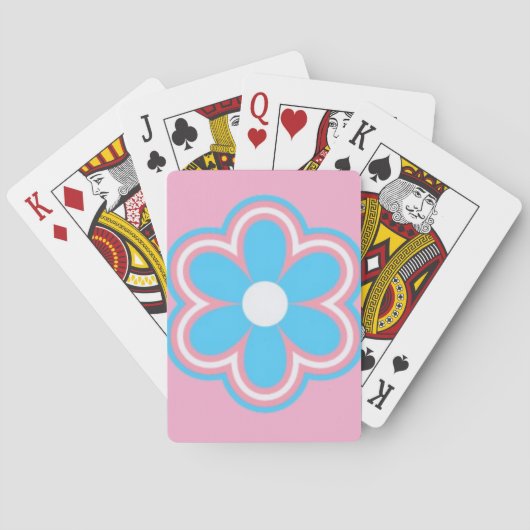 Jeu De Cartes trans flower on pink background on playing cards (dos)