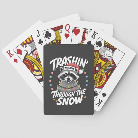 Jeu De Cartes Trashing Through the Snow Funny Raccoon Christmas (dos)
