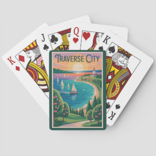 Jeu De Cartes Traverse City Lac Michigan Illustration Voyage