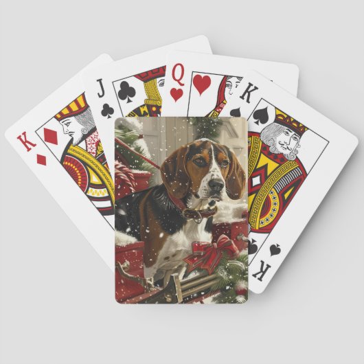 Jeu De Cartes Treeing Walker Coonhound Chien Noël Festif (dos)