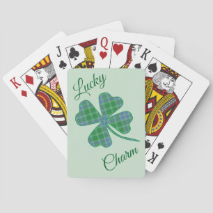 Jeu De Cartes Trèfle à quatre feuilles carreaux vert Chanceux 