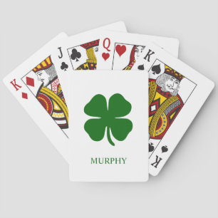 Jeu De Cartes Trèfle vert monogrammé personnalisé