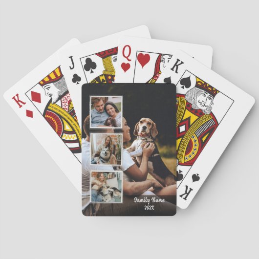 Jeu De Cartes Trendy 4 Photo Collage Family Name Black Poker Car (dos)