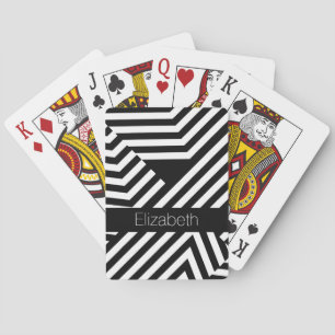 Jeu De Cartes Trendy Black and White Geometry Stripes avec nom