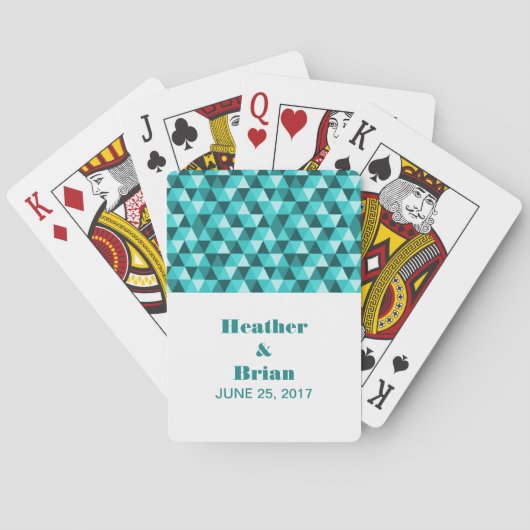 Jeu De Cartes Triangles géométriques turquoises Lecture de carte (dos)