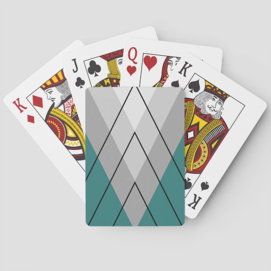 Jeu De Cartes Triangles gris sur arrière - plan turquoise (dos)