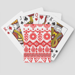 Jeu De Cartes Tribus rouge, motif ethnique aquarelle.