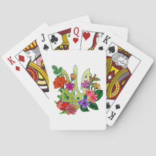 Jeu De Cartes trident tryzub d'héraldique ukrainienne fleurs en
