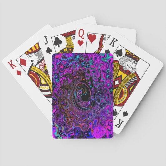 Jeu De Cartes Trippy Black et Magenta Retro Liquid Swirl (dos)