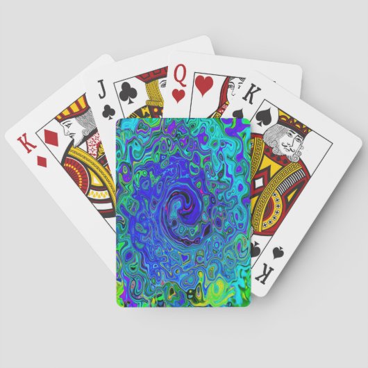 Jeu De Cartes Trippy Violet Bleu Abstrait Retro Liquid Swirl (dos)