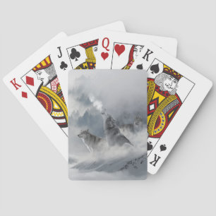 Jeu De Cartes Trois beaux loups dans la neige d'hiver