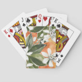 Jeu De Cartes Tropcal Orange & Flowers Watercolor Pattern (dos)