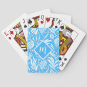 Jeu De Cartes Tropical Blue Floral Pattern Diamond Monogramme (dos)