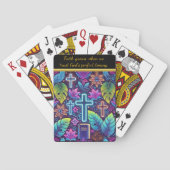 Jeu De Cartes Tropical Crosses et Flores Art (dos)