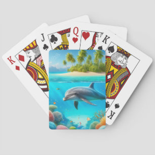 Jeu De Cartes Tropical/Hawaii dauphin sous-marin coloré
