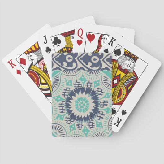Jeu De Cartes Tuile bleue III de batik (dos)