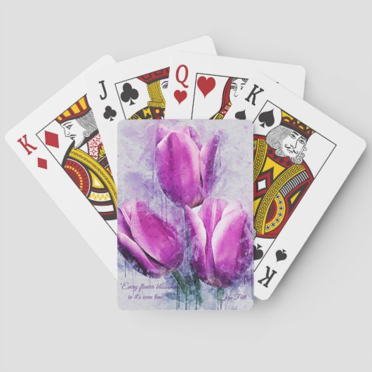 Jeu De Cartes Tulipe florale pourpre Jouant aux cartes (dos)