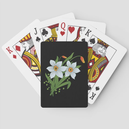 Jeu De Cartes Tulipes et jonquilles Fleurs Fond noir (dos)