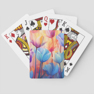 Jeu De Cartes Tulipes roses et bleues Motif floral