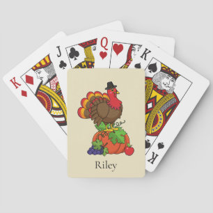 Jeu De Cartes Turquie mignonne avec récolte Thanksgiving   Perso