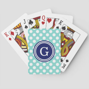 Jeu De Cartes Turquoise Aqua Marine Bleu Pois blancs 1IR