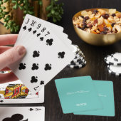 Jeu De Cartes Turquoise Blanc Élégant Nom personnalisé Année Mig (In Situ)