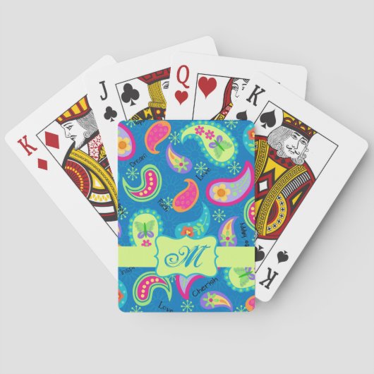 Jeu De Cartes Turquoise bleu vert moderne Motif Paisley (dos)