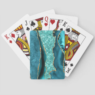 Jeu De Cartes Turquoise Blue Gold Parties scintillant Turquoise 
